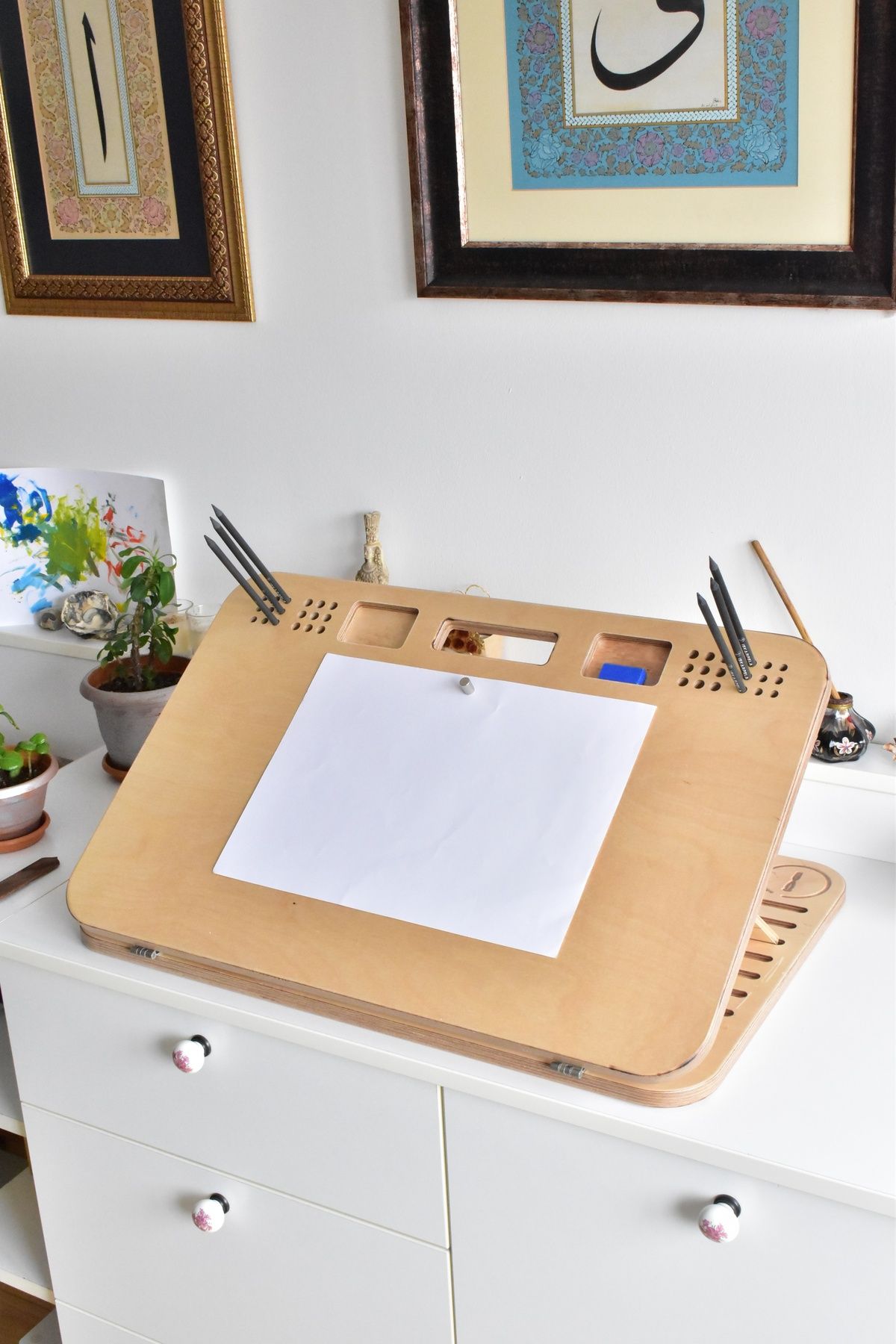 İskarpela-ARCHITECTOR SINAN Portable Wooden A3 Drawing Table, Desktop Easel (Natural Color) 3