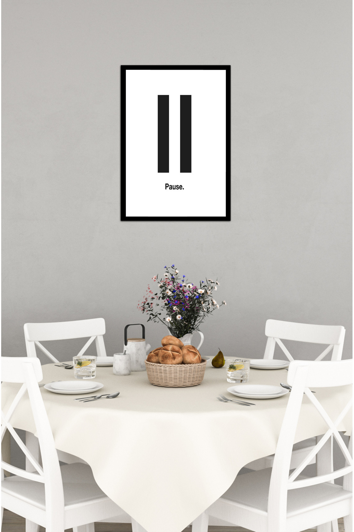 Notpa PAUSE Black Frame Look Wood Wall Table A4