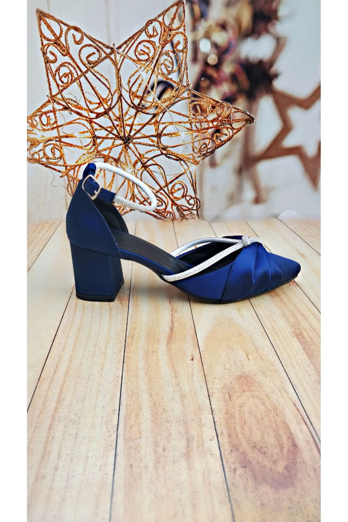Navy blue chunky heel shoes hot sale