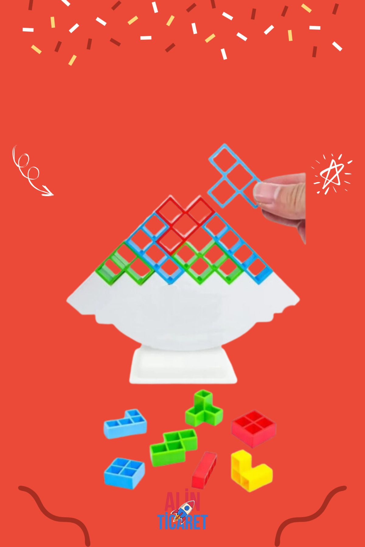 ALİN-Balance Tetris / Tetris Tower / Tetra Tetris / Balance Toy - Coordination and Intelligence Game 6