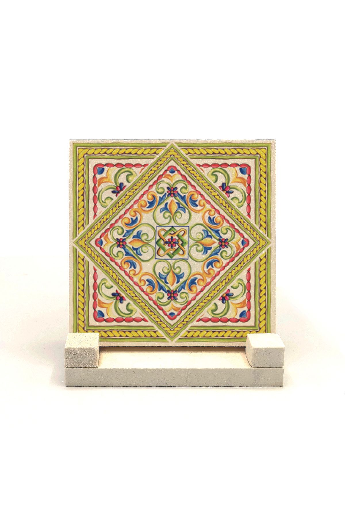 Sadrazam Suport De Birou Din Piatră Naturală Imprimată Cu Model Italian 10x10 Kd-102 - One Size