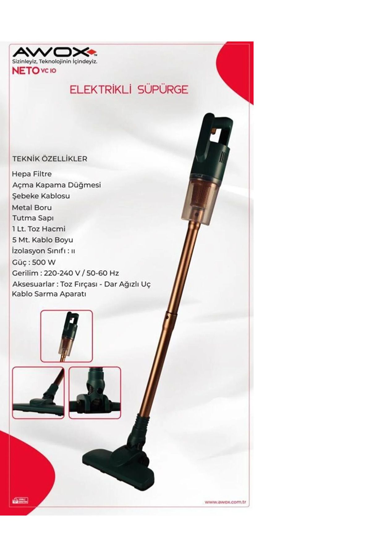 Neto VC10 Hepa Filtre 1 lt Toz Hazneli Dik süpürge 500W
