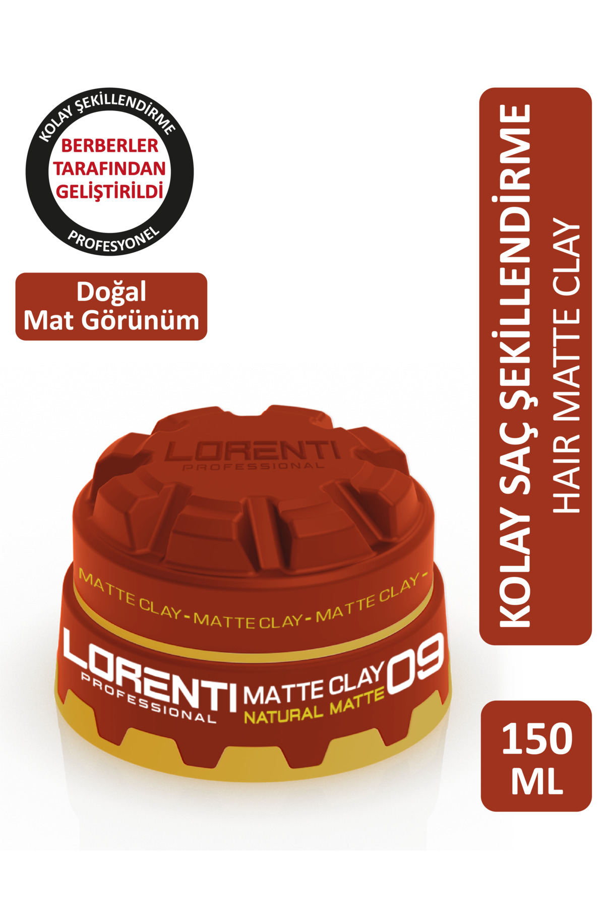 LORENTİ Matte Clay 09 Natural Mat Görünüm Saç Şekillendirici Wax 150 ml
