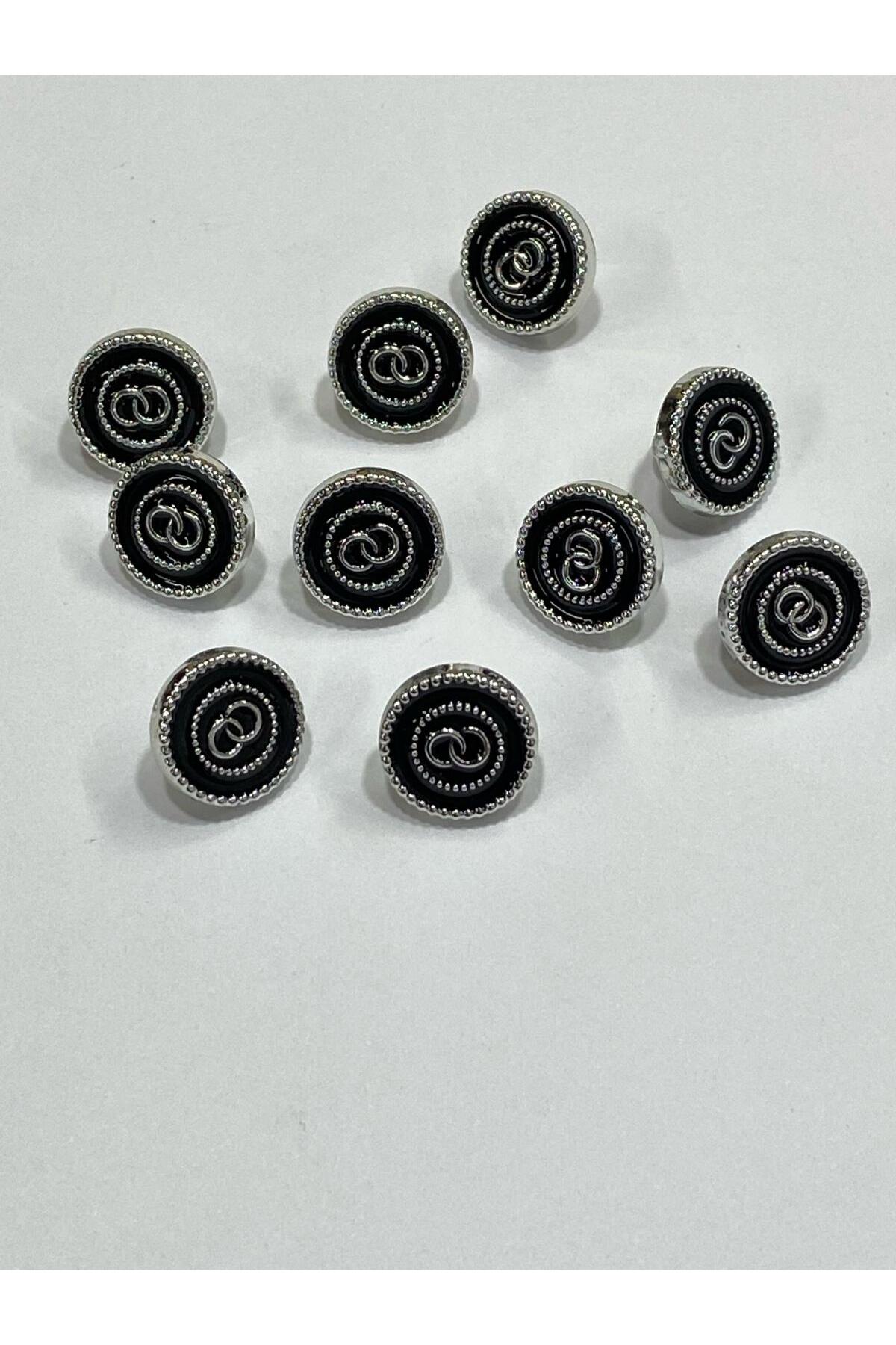 Blouse Shirt Button/Metalized (Plastic) Button / Set of 10 / 1 cm