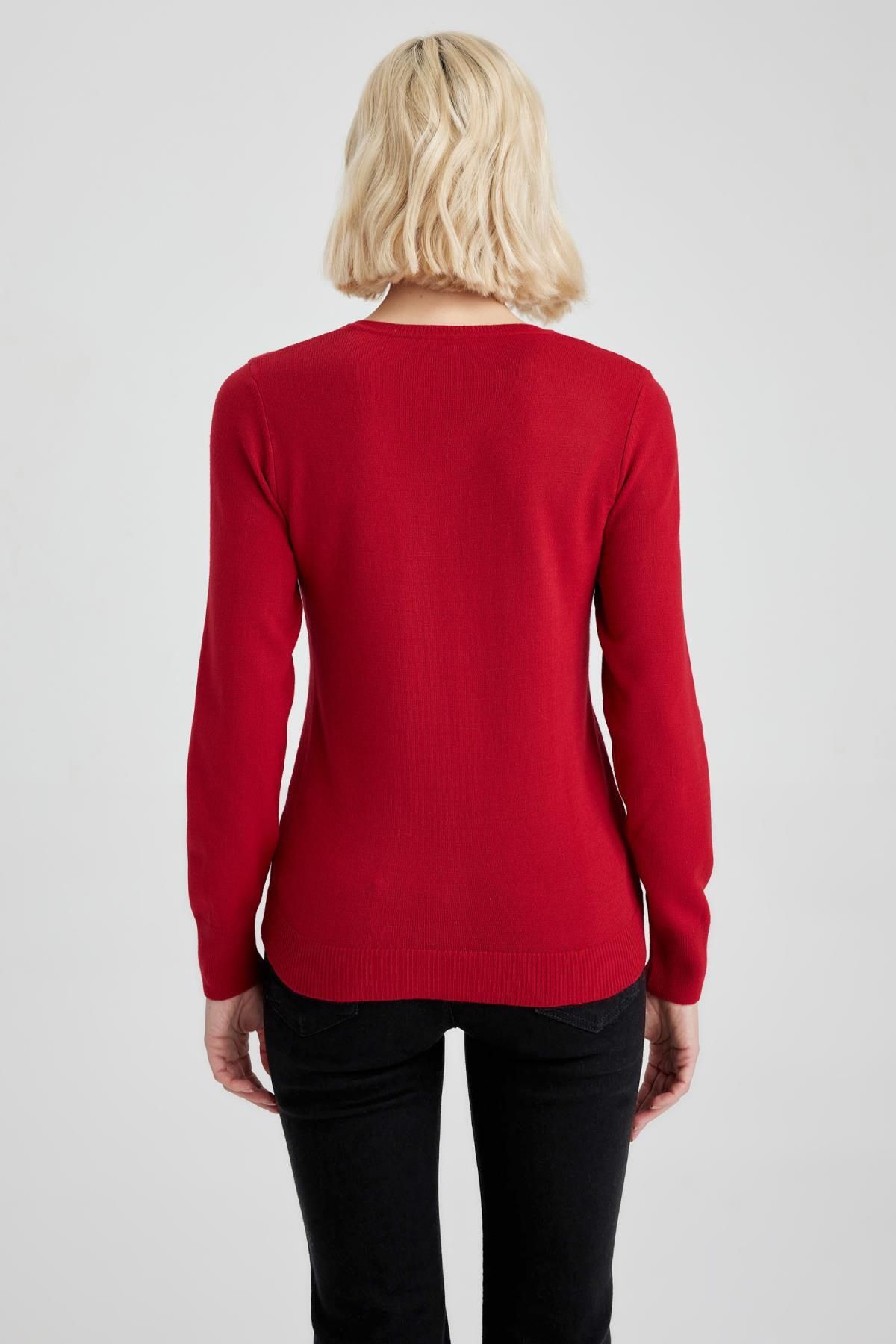 DeFacto-Regular Fit V-Ausschnitt Basic Pullover F7088az23wn 5