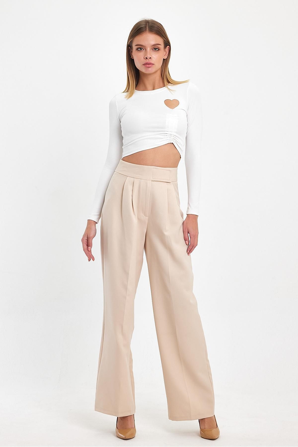 Ceylen-Women's Velcro Waist Palazzo Pants 4