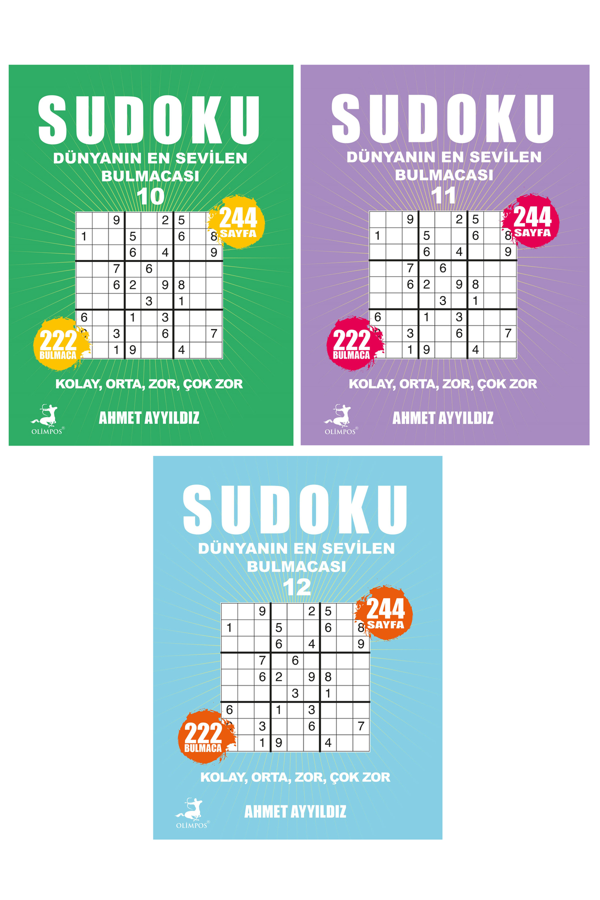 Olimpos Yayınları Sudoku 3 Kitap Set (Kolay-Orta-Zor-Çok Zor