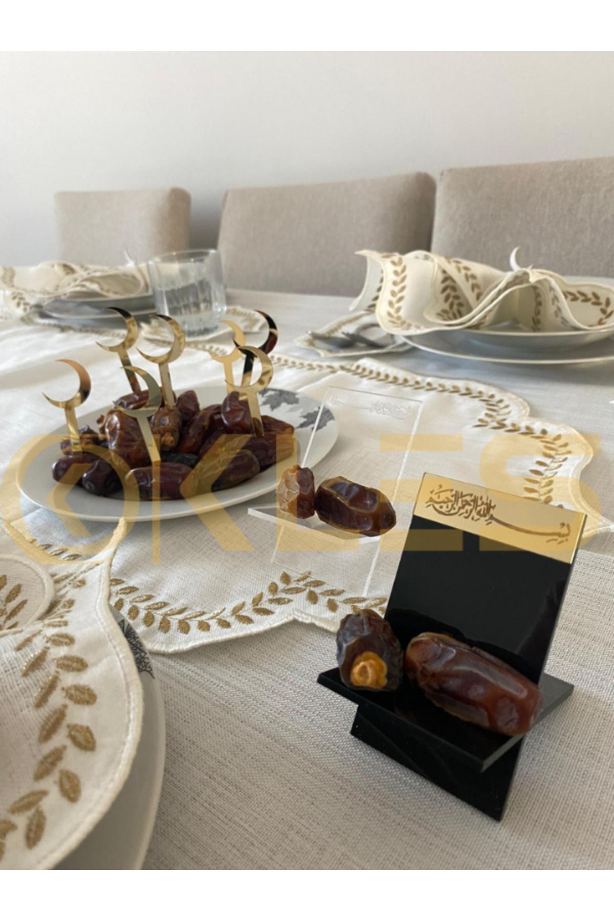 MODAT-تمر ذهبي وأسود 6 قطع طبق تمر رمضان زخرفة رمضان هدية ديكور طاولة وعاء البهجة 2