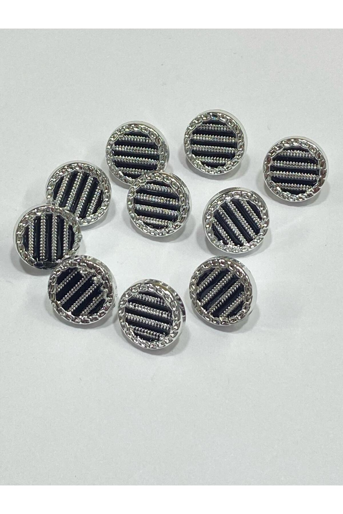 Blouse Shirt Button/Metalized (Plastic) Button / Set of 10 / 1 cm