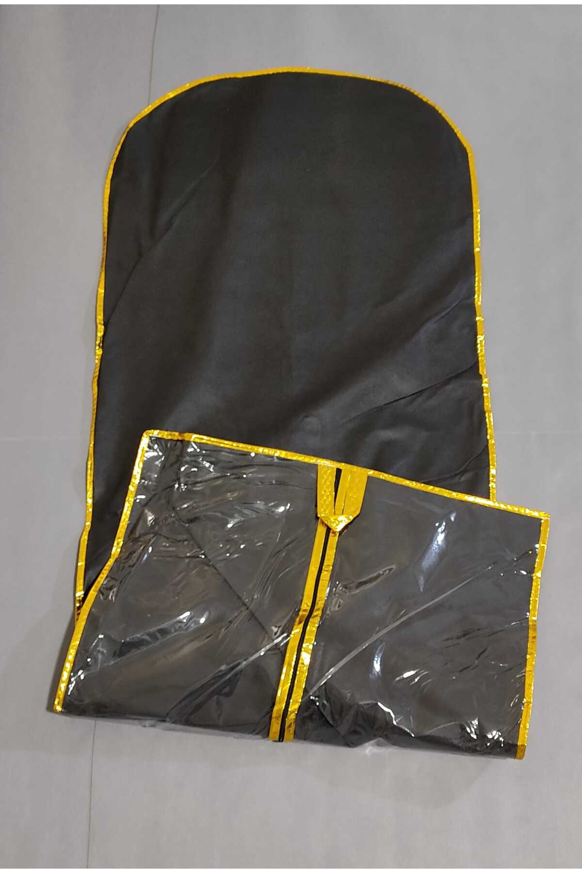 Coat-Tunic Dress Cover, Dress Protection and Carrying Hurch, Edge Strip Metallized GOLD Piping, 130x64 cm