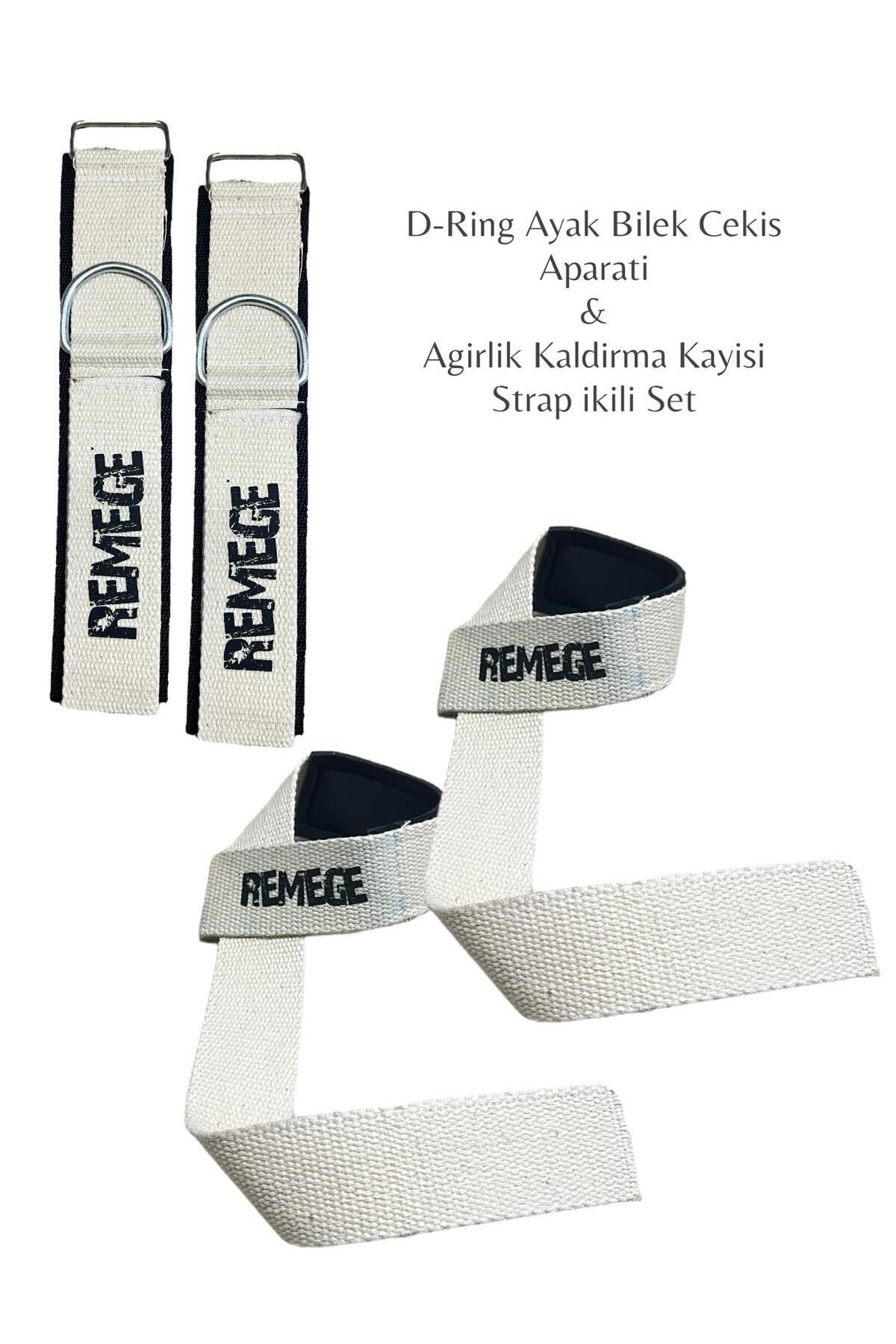 REMEGE Ağırlık Kaldırma Kayışı Halter Strap - D-Ring Fitness Reformer Crossfit Ayak Bilek Kayışı İkili Set