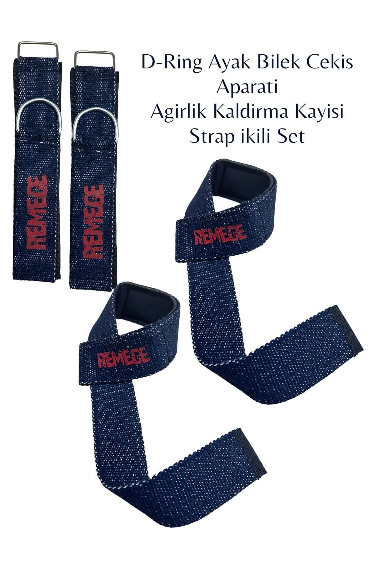 REMEGE Ağırlık Kaldırma Kayışı Halter Strap - D-Ring Fitness Reformer Crossfit Ayak Bilek Kayışı İkili Set