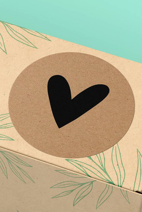Basic Sense Thank You Sticker Kraft Görünümlü Siyah Kalp Paketleme Ürün Ambal...