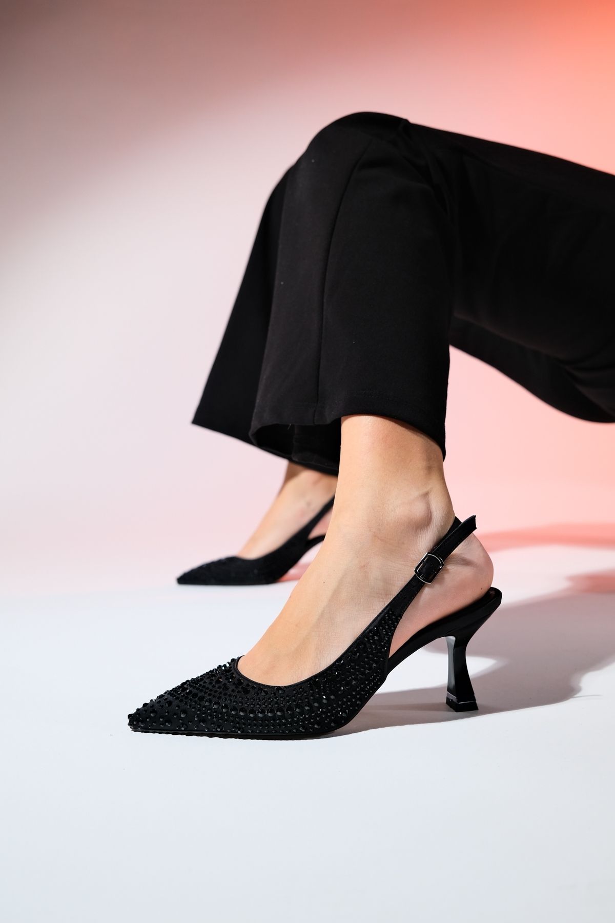 LuviShoes-JUAN Black Satin Stone Women's Evening Dress Shoes 3