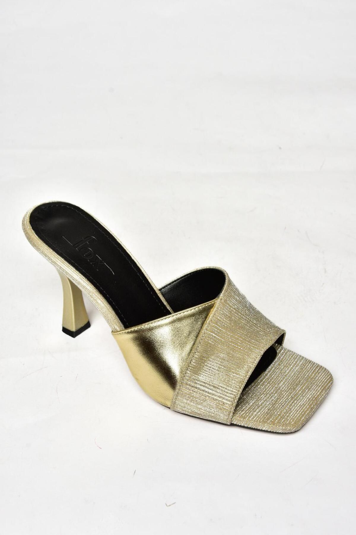 Fox Shoes-S590433414 Damen-Hausschuhe mit dünnem Absatz und goldenem Glitzer 6