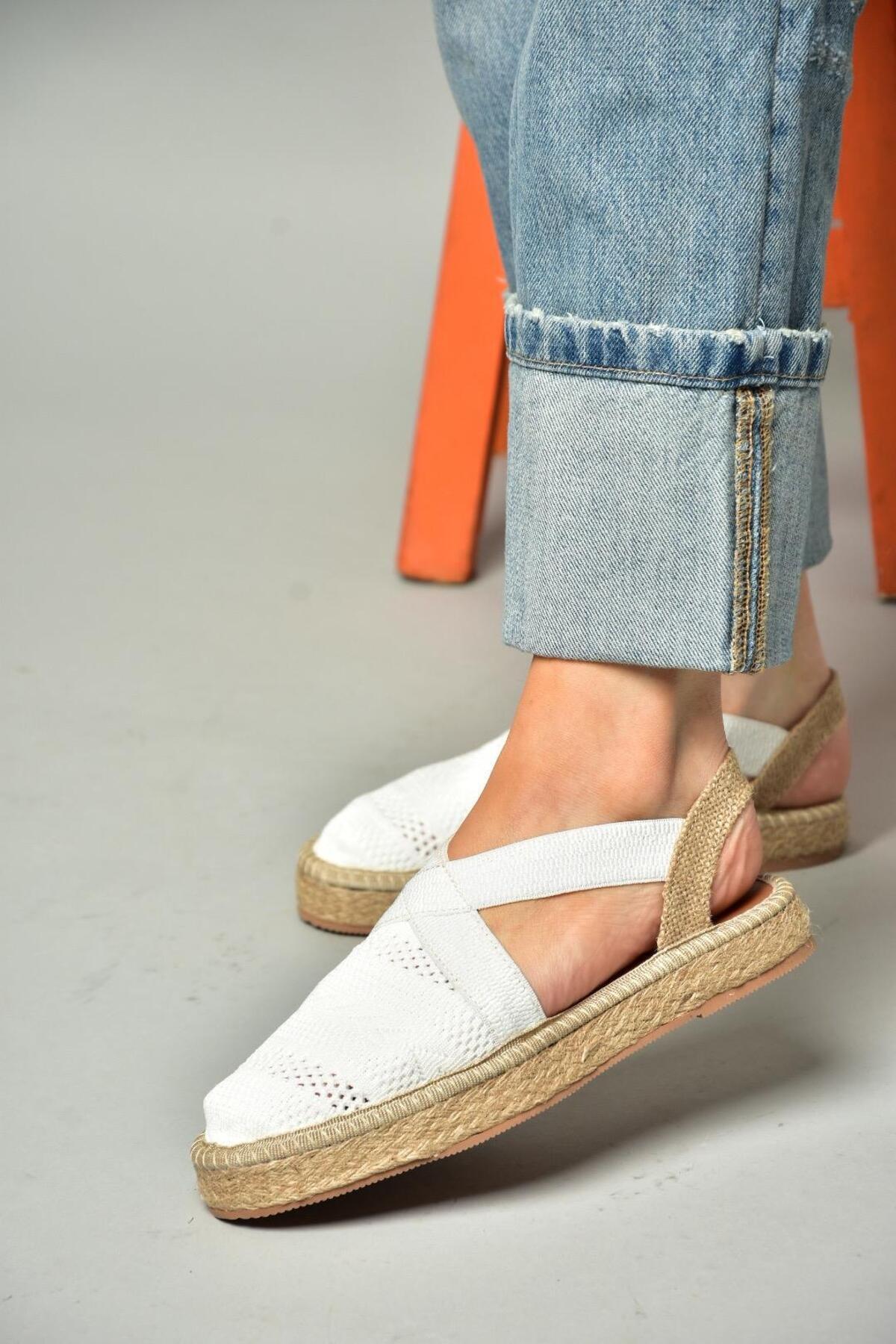 صندل زنانه سفید Fox Shoes | S4040101 اورجینال - تصویر 5