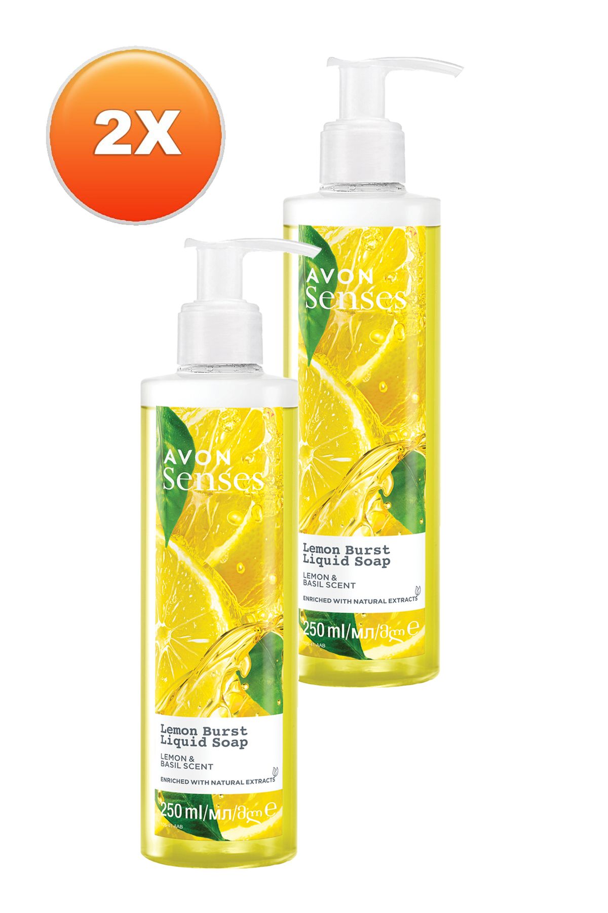 صابون مایع معطر لیمو و ریحان 250 میلی لیتری Senses Lemon Burst. مجموعه دو تایی Avon