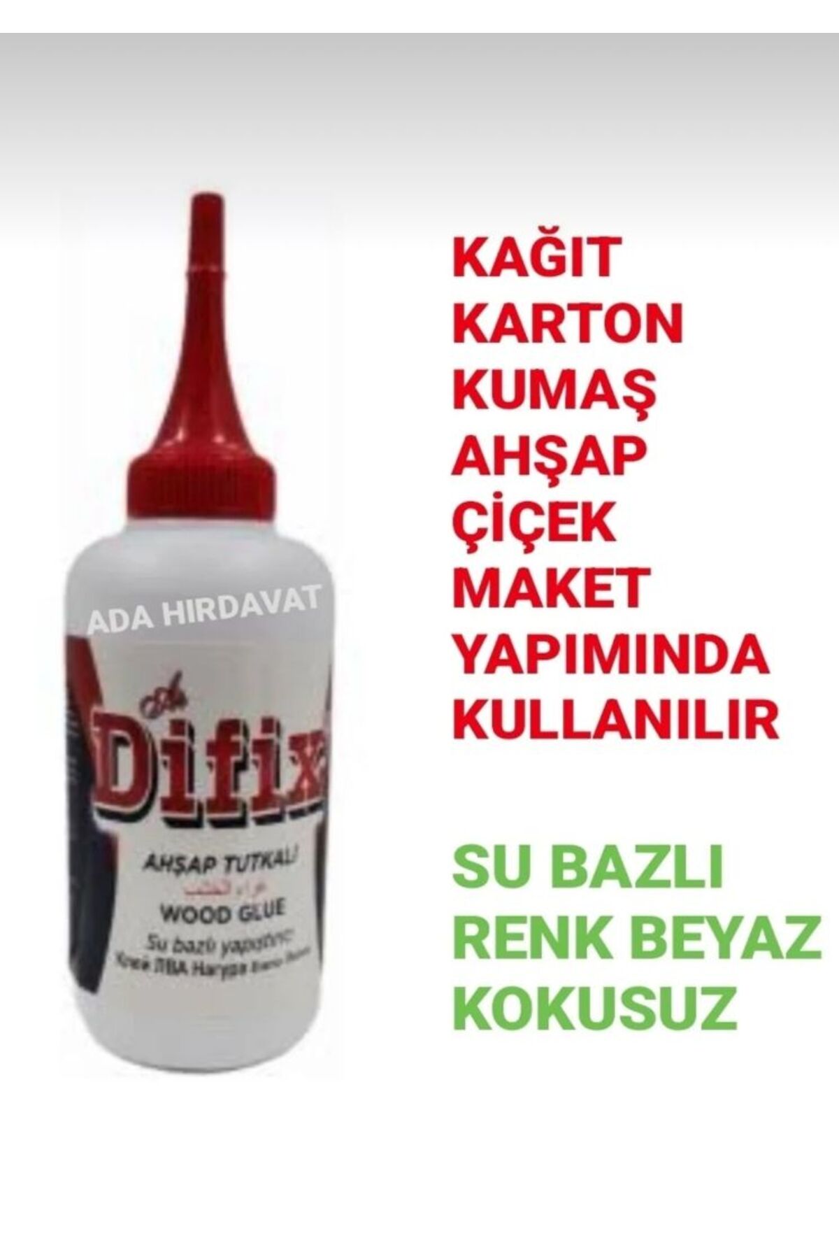 DİFİX AHŞAP ÇİÇEK MAKET KUMAŞ KARTON TUTKALI SU BAZLI KOKUSUZ BEYAZ RENK 100gr