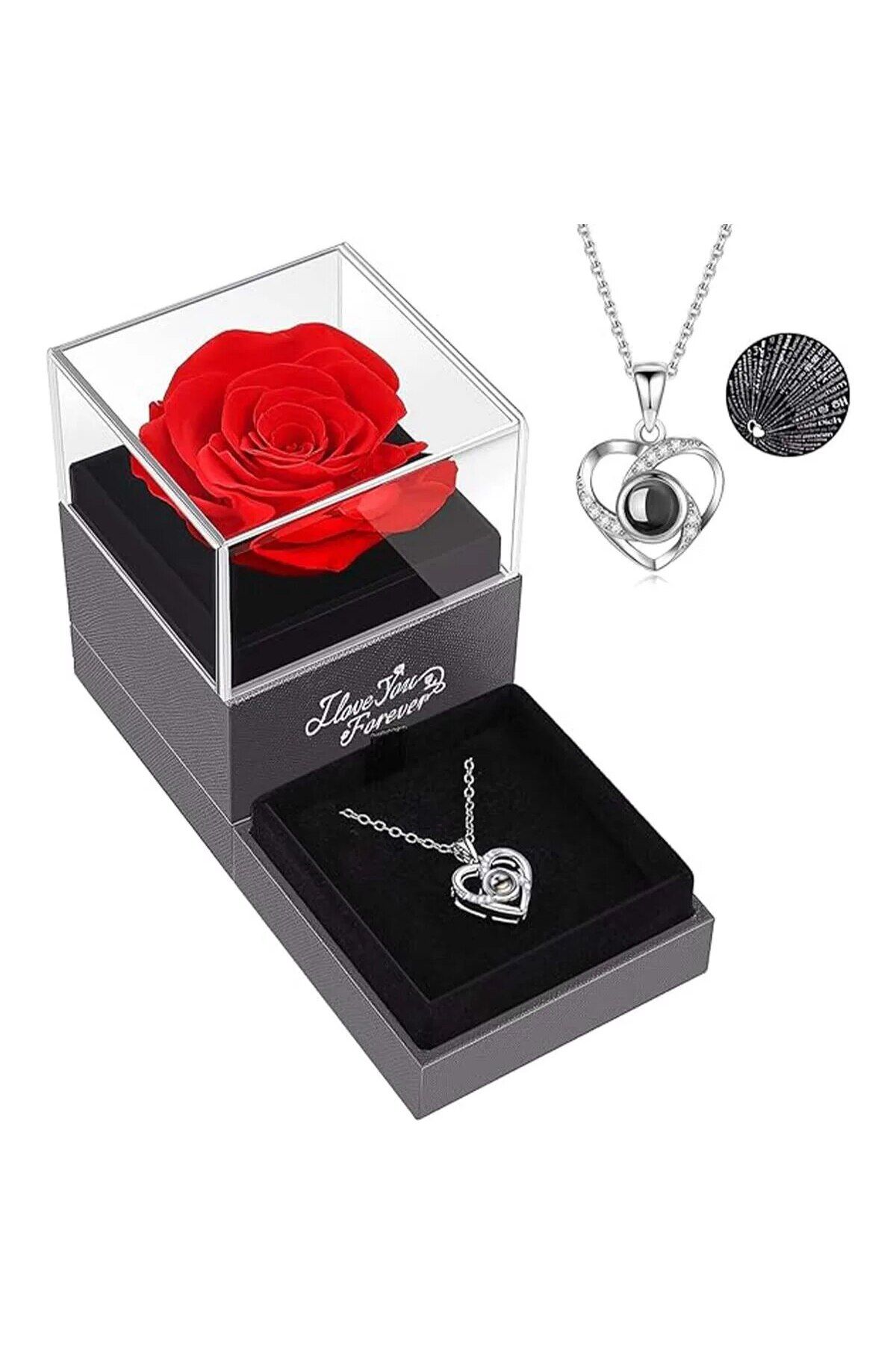 Choice-Eternal Flower Love Necklace Perfect Gift for Mother's Day Artificial Flower in Paper Box 2