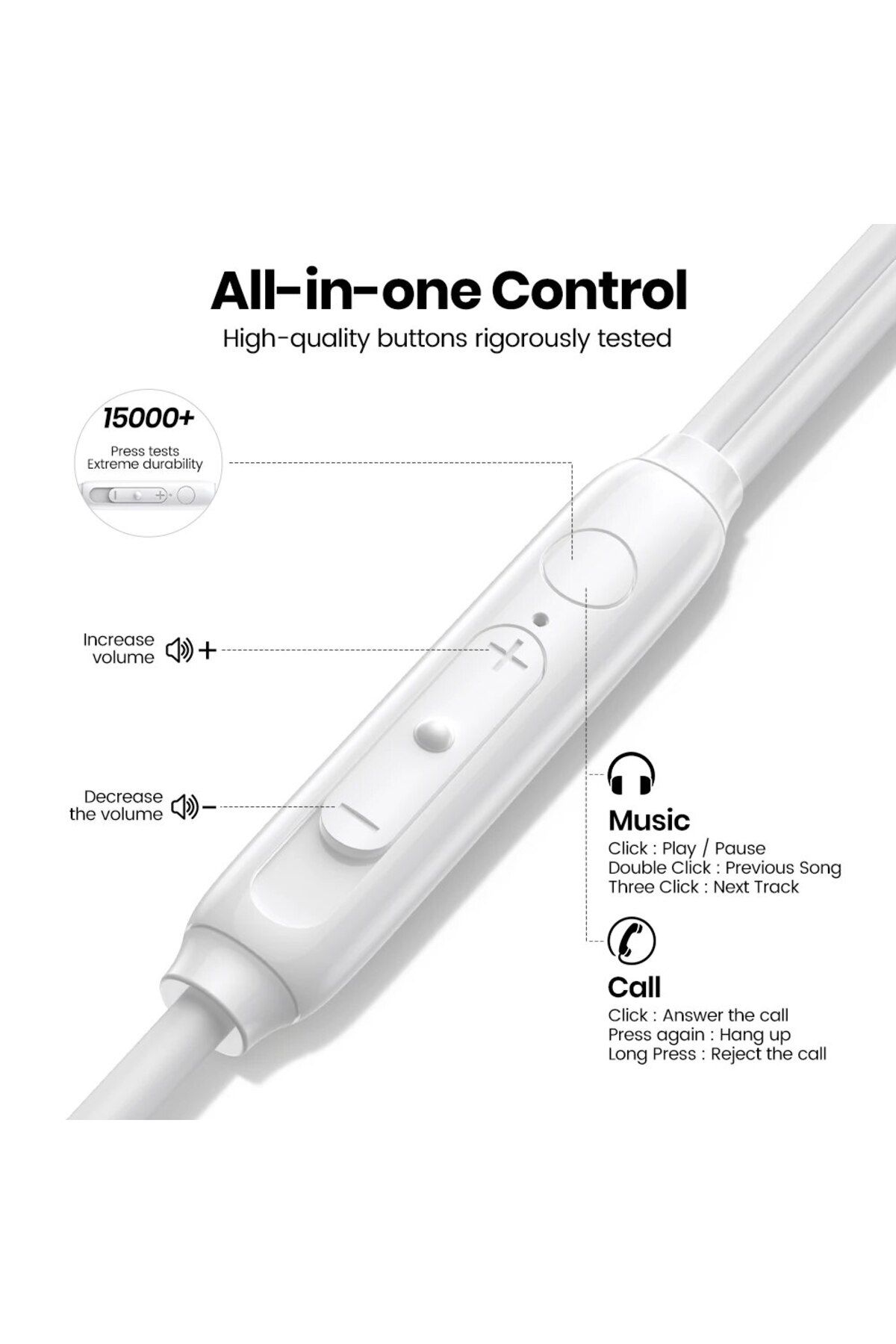 Choice-TOPK Earphone In-Ear Volume Control with Microphone 3.5mm Jack Universal for iPhone Android 3