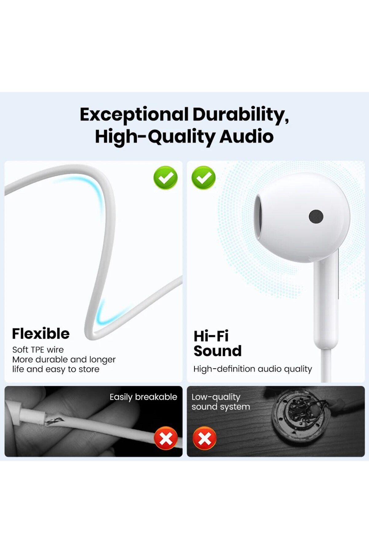 Choice-TOPK Earphone In-Ear Volume Control with Microphone 3.5mm Jack Universal for iPhone Android 5