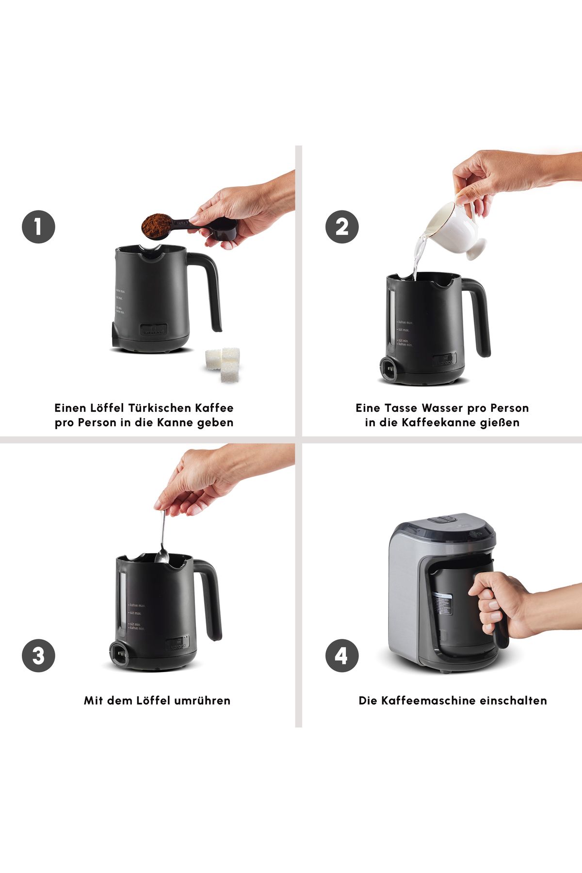 Karaca-Hatır Hups Türkische Kaffeemaschine, Anthrazit, Milcherhitzungsmaschine, 535 W, Mokkamaschine 8