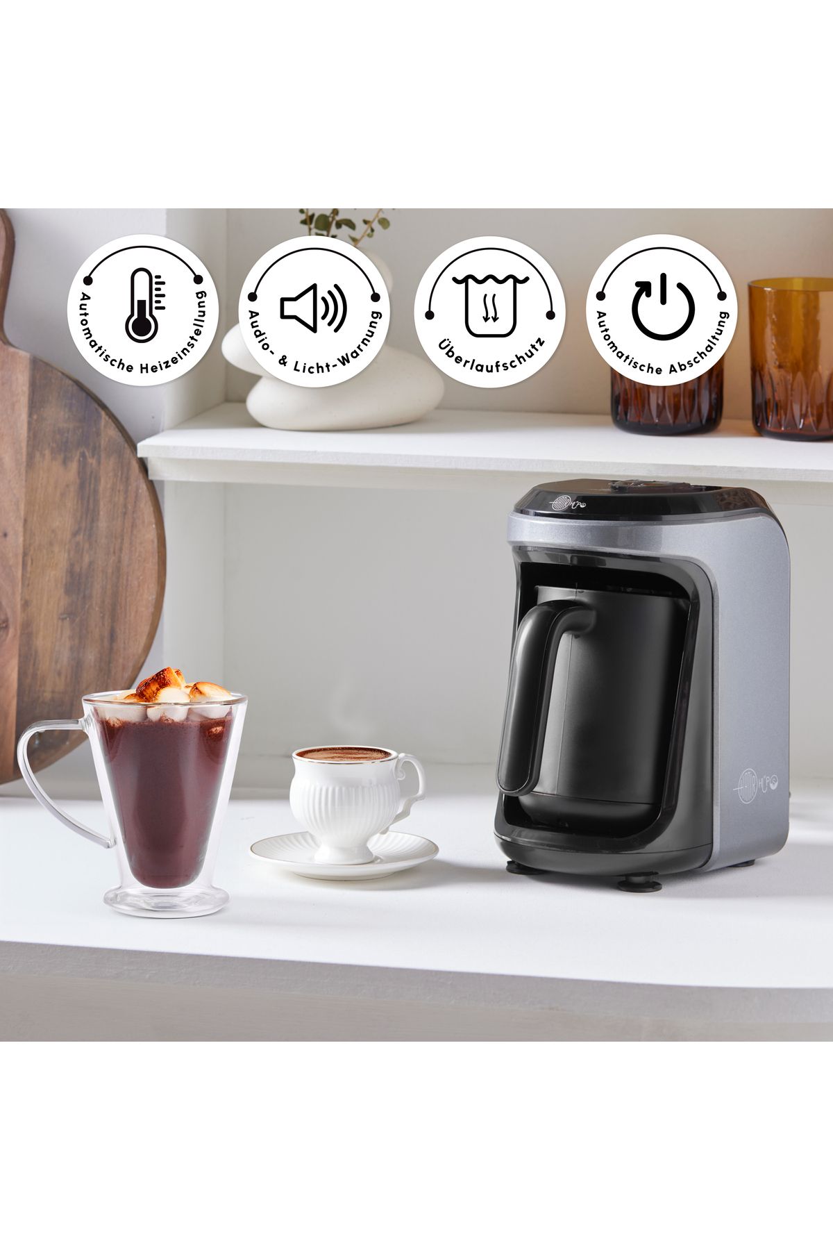 Karaca-Hatır Hups Türkische Kaffeemaschine, Anthrazit, Milcherhitzungsmaschine, 535 W, Mokkamaschine 6