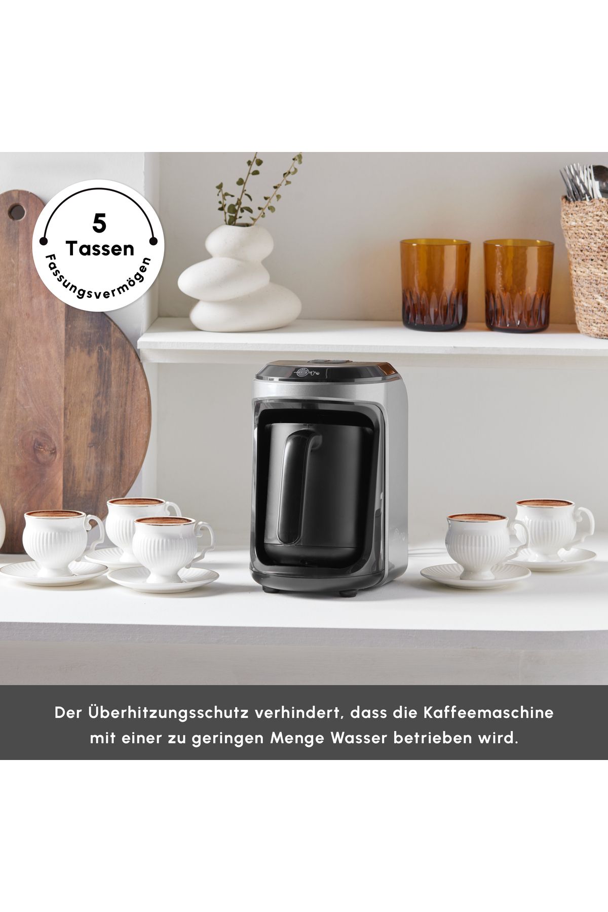 Karaca-Hatır Hups Türkische Kaffeemaschine, Anthrazit, Milcherhitzungsmaschine, 535 W, Mokkamaschine 4