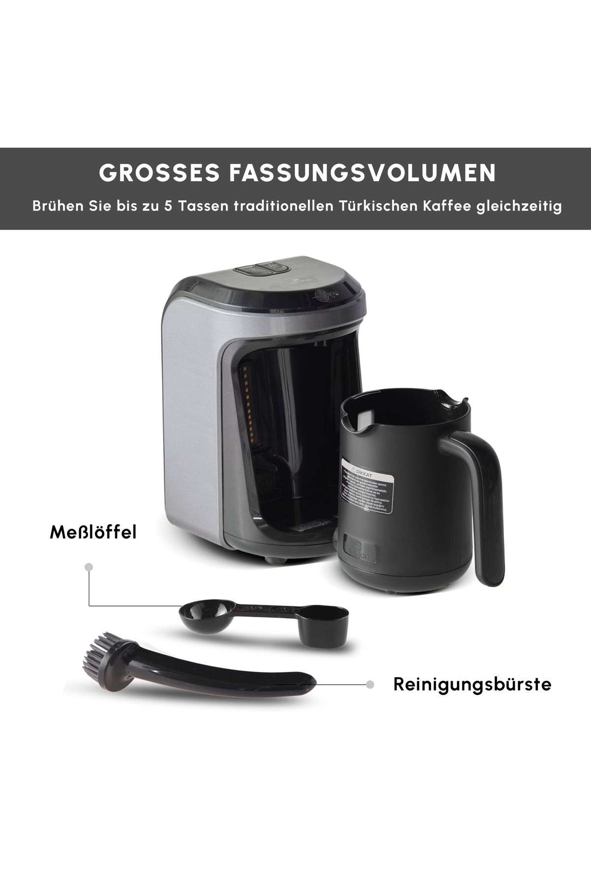 Karaca-Hatır Hups Türkische Kaffeemaschine, Anthrazit, Milcherhitzungsmaschine, 535 W, Mokkamaschine 2
