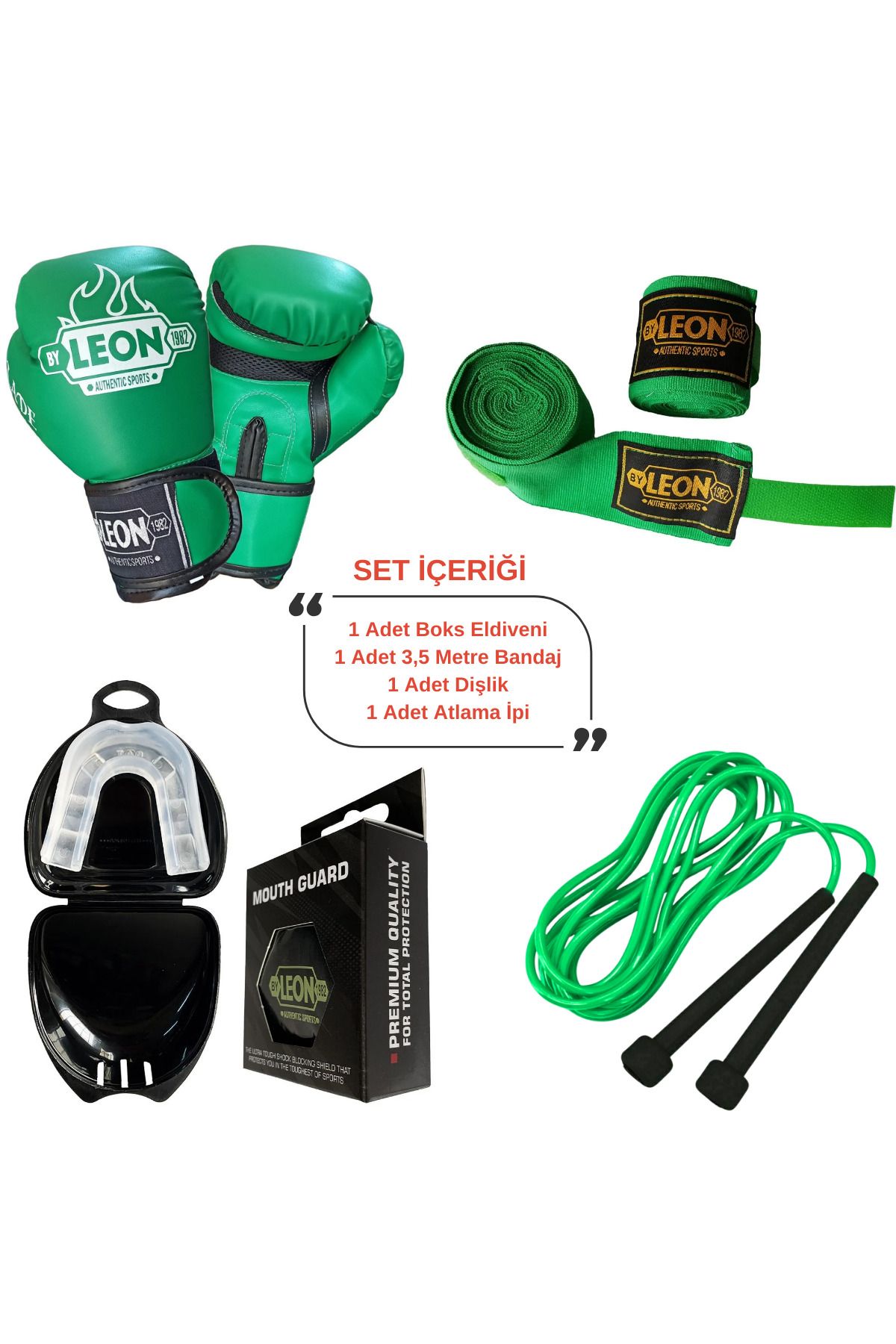 تجهیزات بوکس سبز Boxing Leon Blade Training ، Kick و Muay Thai Glodies پرش طناب اسپم مجموعه باند 3.5 متر By Leon 1982