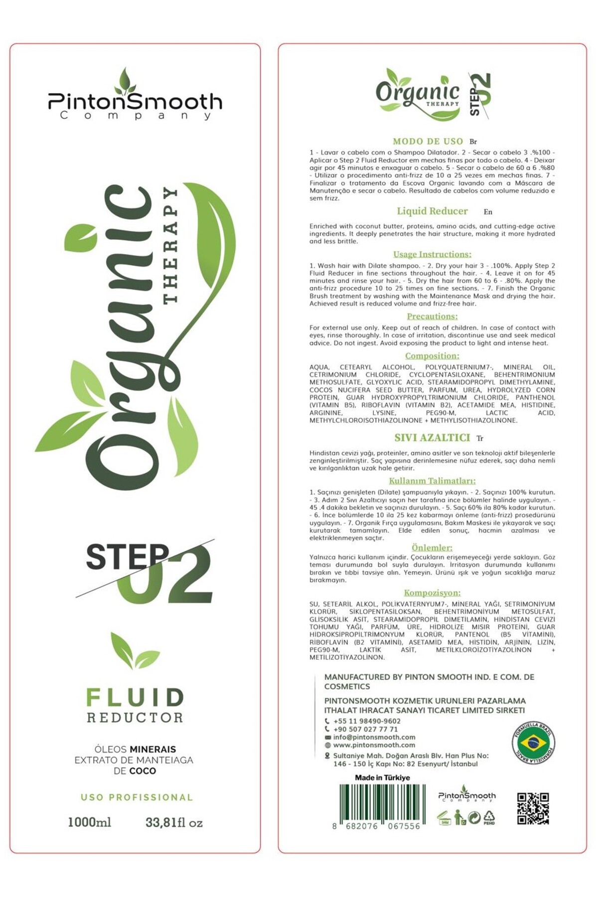 pinton smooth Brezilya Saç Proteini Doğal, Organic Hair Protein 1000