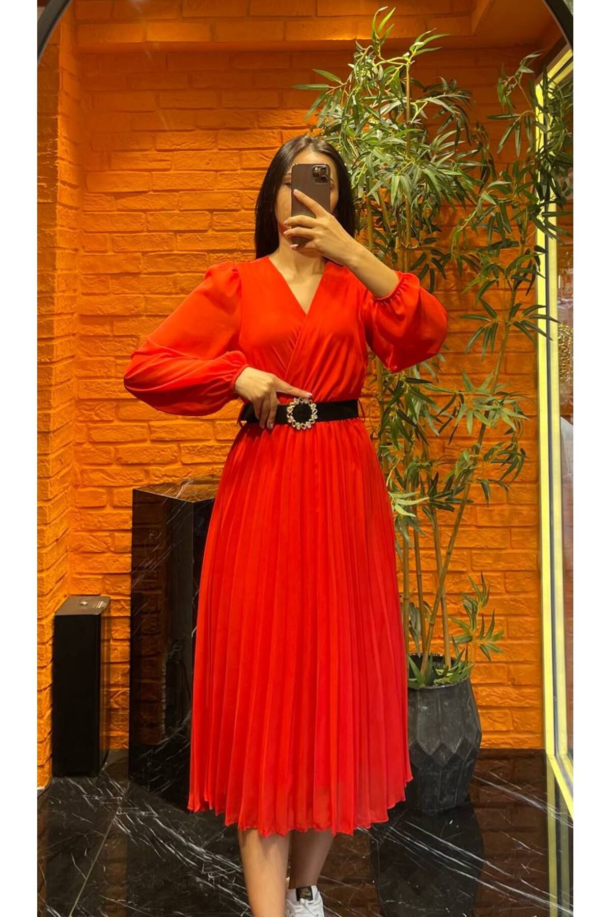 ems fashion ifon Kuma Astarl V Yaka Uzun ifon Elbise Uzun Elbise Elbise Fiyat Yorumlar Trendyol