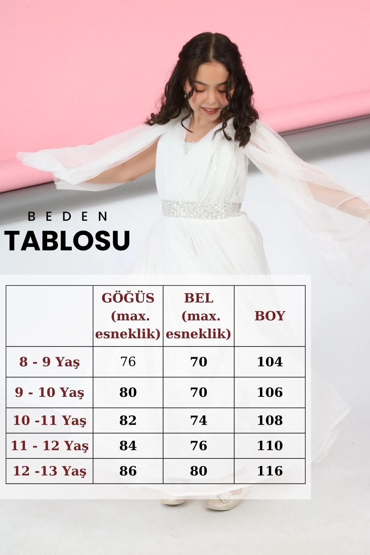 Your Consent-Girl's Waist Sequin Embroidered Back Elastic Lace Sleeve Detail Evening Dress Graduation Wedding Prom Dress 6