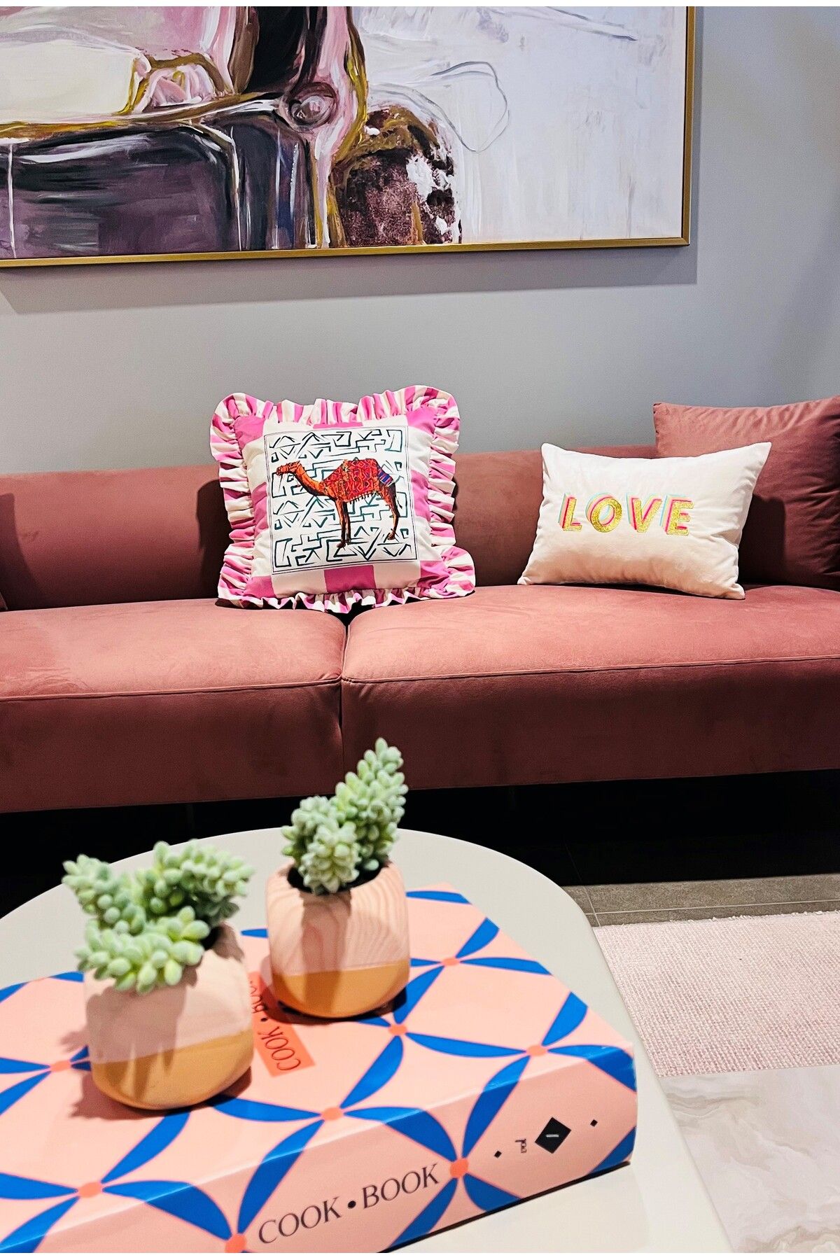 ge living-Husă de pernă decorativă din seria Rainbow cu model Love 3