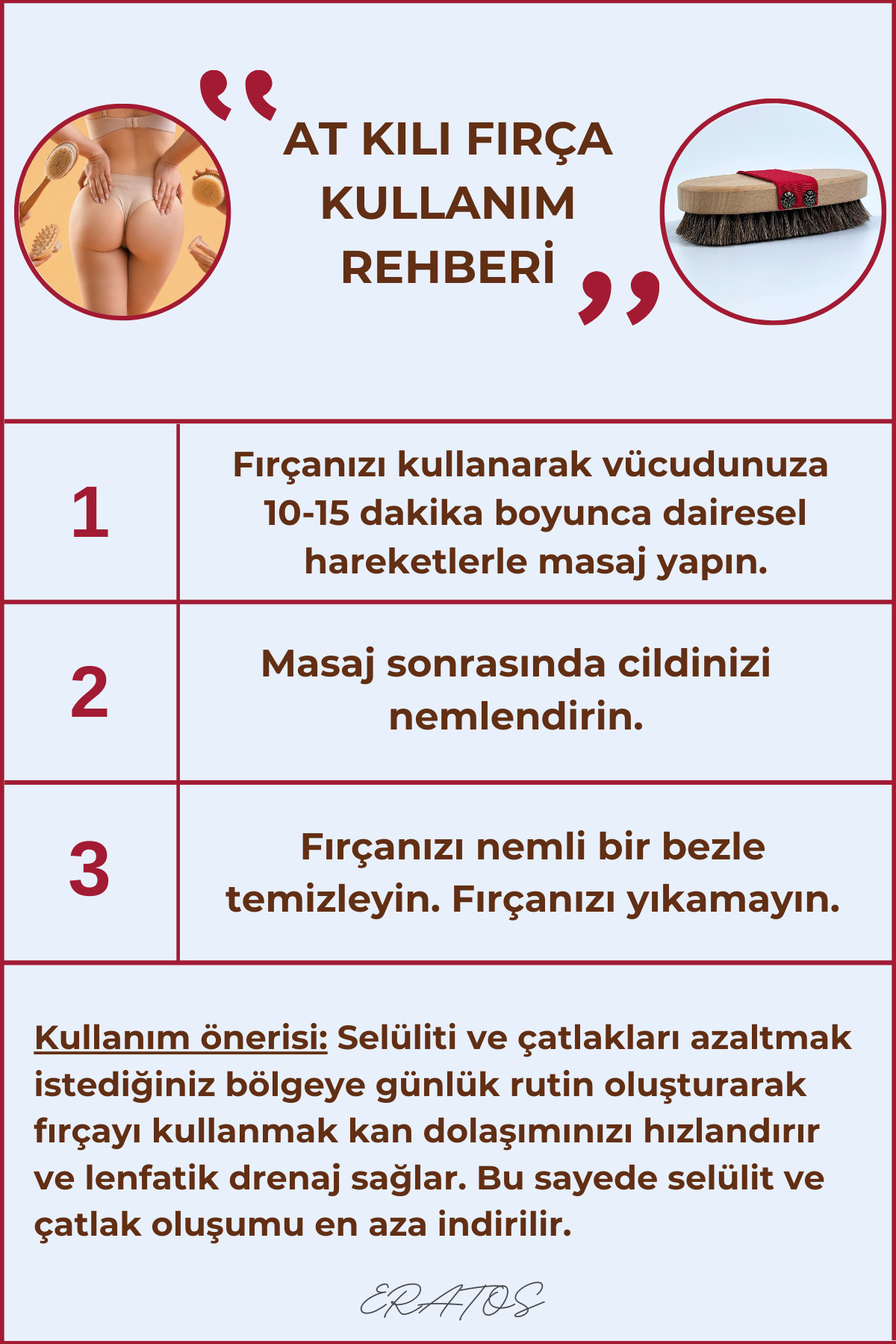 Doğal At Kılı Selülit Fırçası | Kuru Fırçalama | Peeling Etkili | Batık Önleyici — SFE-001 — تصویر 2 از 6