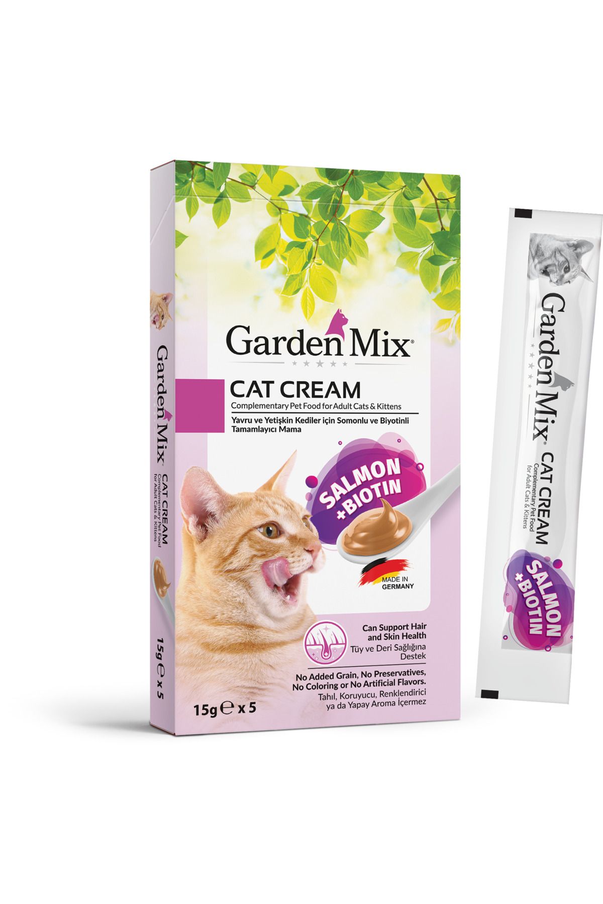 Garden Mix Somonlu ve Biotin Katkılı Sıvı Kedi Ödülü 5X15Gr