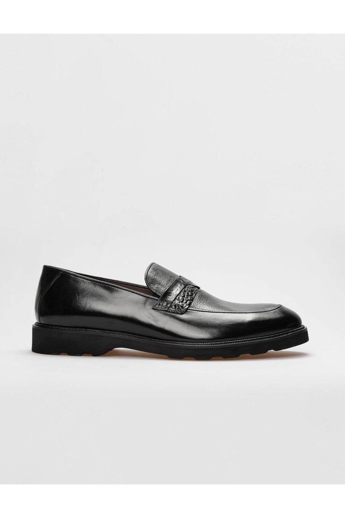 Cabani کمربند کروکو ​​سیاه چرمی واقعی کفش های کلاسیک مردانه