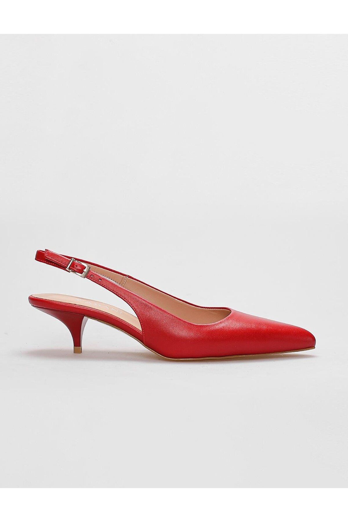 Cabani کفش های زن قرمز چرمی واقعی با پاشنه کوتاه
