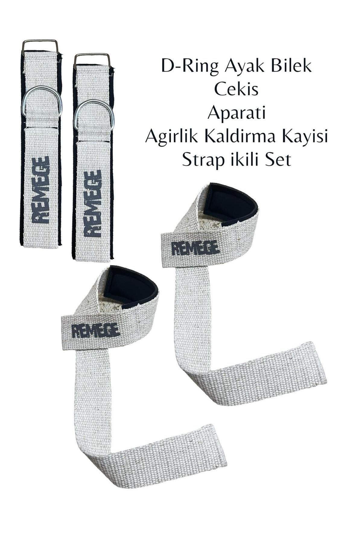 REMEGE Ağırlık Kaldırma Kayışı Halter Strap - D-Ring Fitness Reformer Crossfit Ayak Bilek Kayışı İkili Set