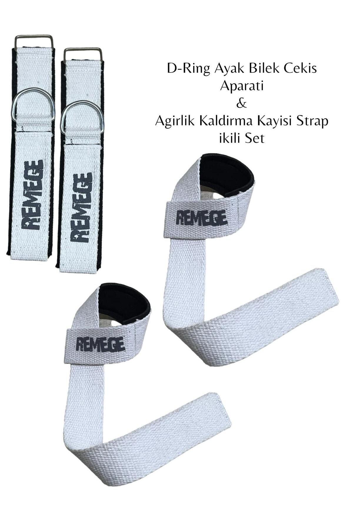 REMEGE Ağırlık Kaldırma Kayışı Halter Strap - D-Ring Fitness Reformer Crossfit Ayak Bilek Kayışı İkili Set