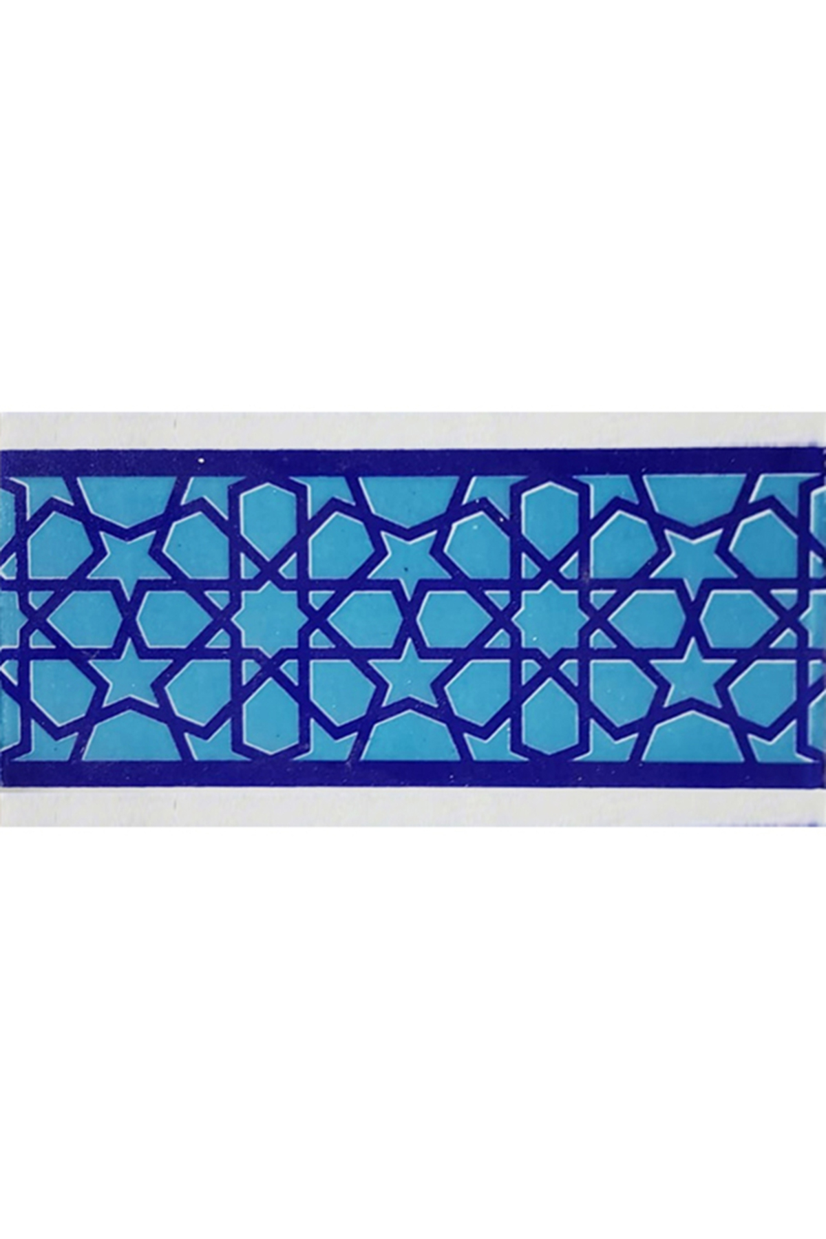 Armada Çini 10x20 Cm Ks-72 Mavi Türkmen Yıldızı Desenli Çini Bordür