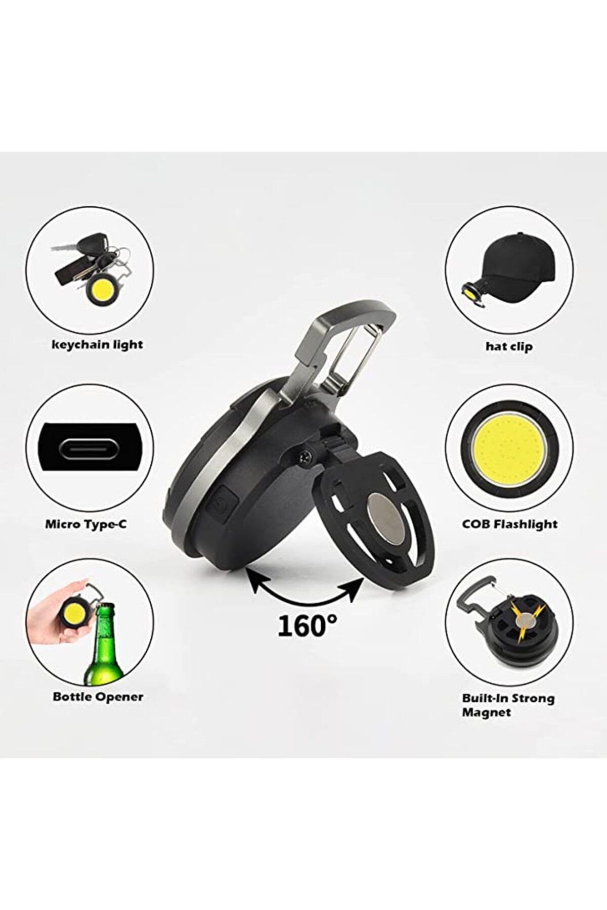 Choice-Portable Cob Keychain Flashlight Led Mini Work Lights Floodlight Type C Rechargeable Bottle Opene... 3