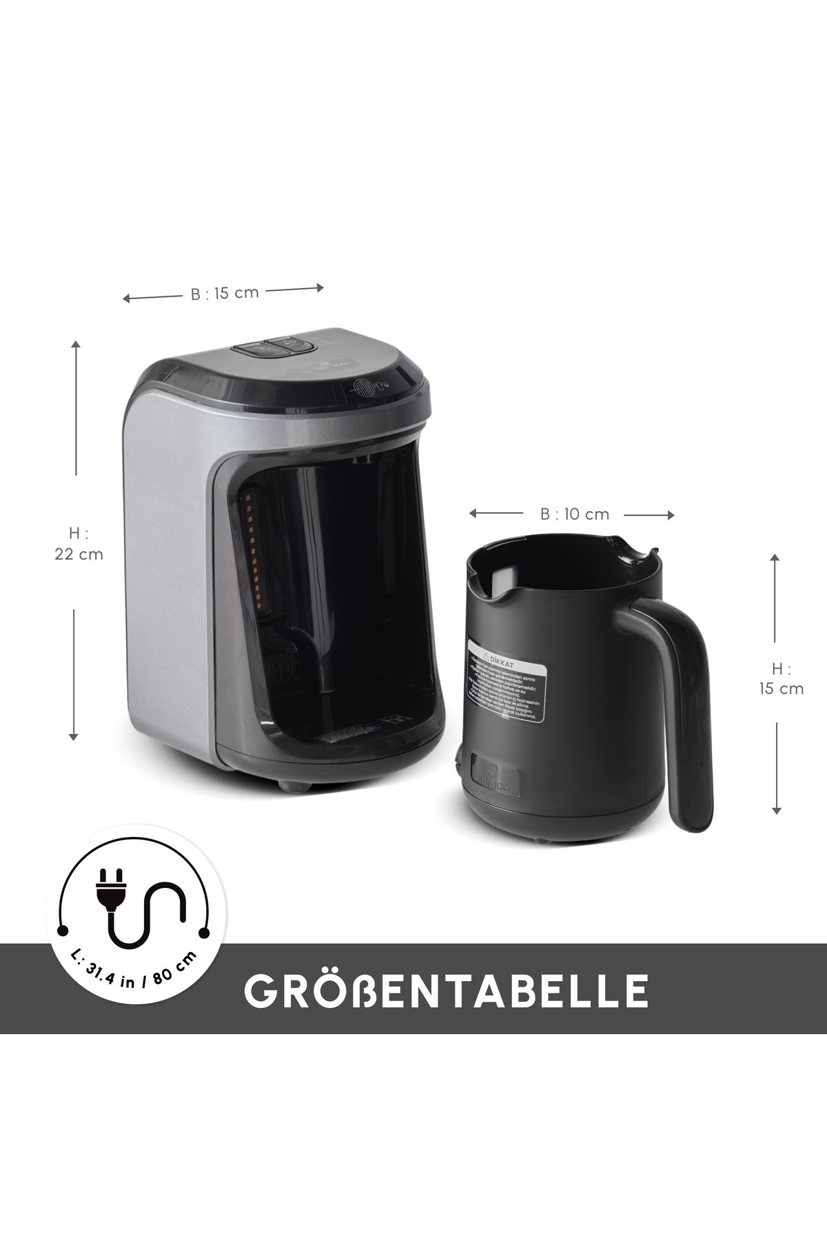 Karaca-Hatır Hups Türkische Kaffeemaschine, Anthrazit, Milcherhitzungsmaschine, 535 W, Mokkamaschine 3