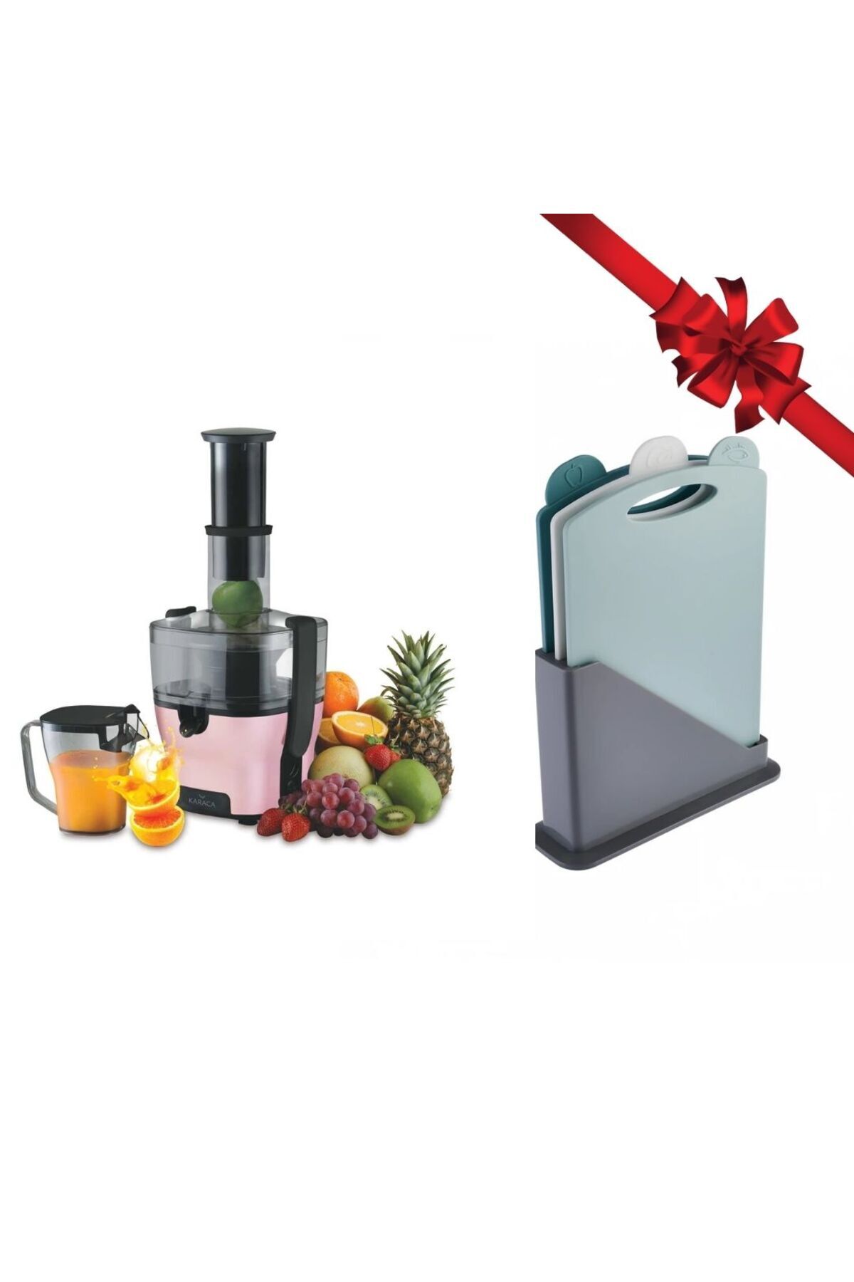 Karaca Kesme Tahta Hediyeli Paslanmaz Çelik Filtre ve Oluk Maxfit Katı Meyve Sıkacağı Çelik Rosegold