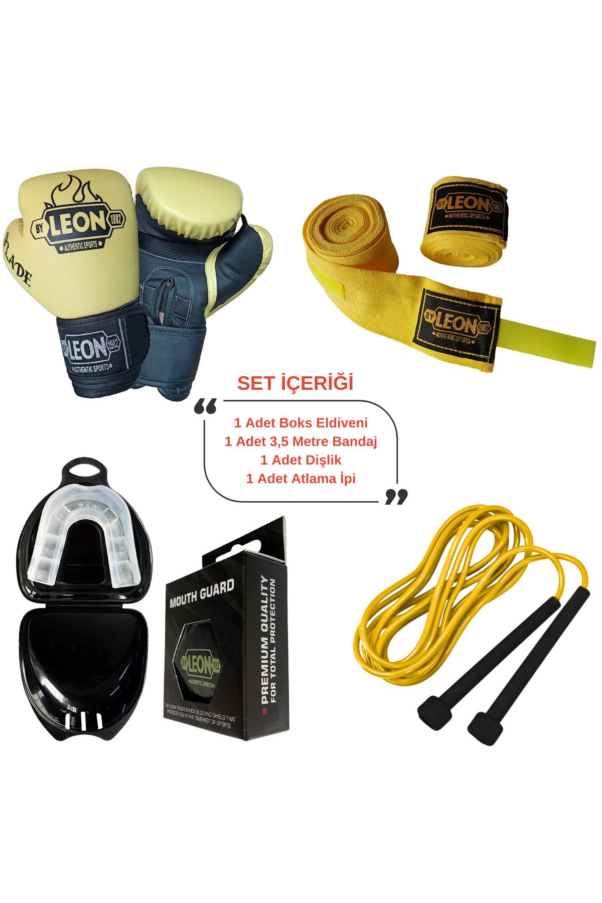 تجهیزات بوکس زرد Boxing Leon Blade Training ، Kick و Muay Thai Glodies پرش طناب اسپم مجموعه باند 3.5 متر By Leon 1982
