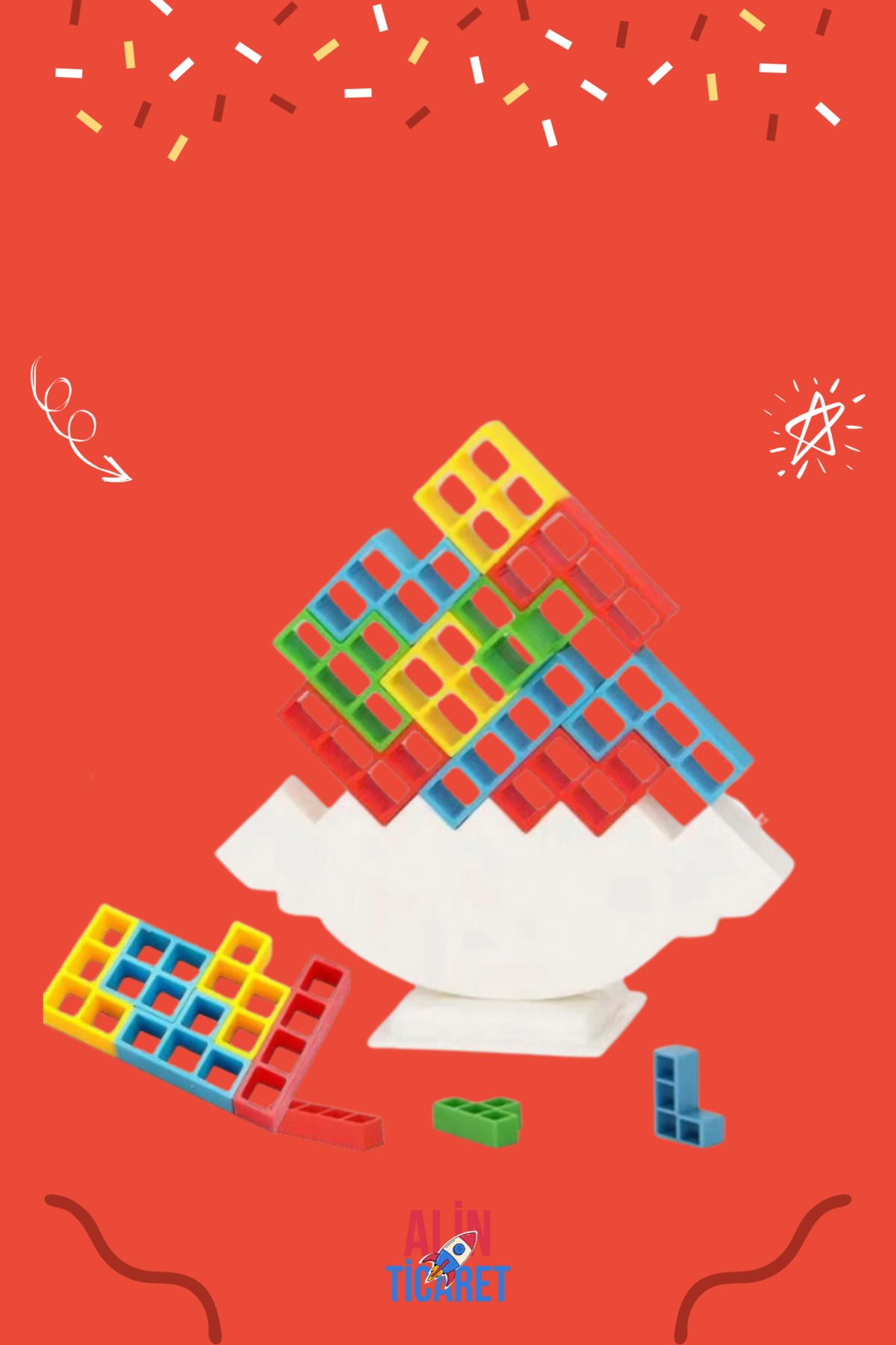 ALİN-Balance Tetris / Tetris Tower / Tetra Tetris / Balance Toy - Coordination and Intelligence Game 5