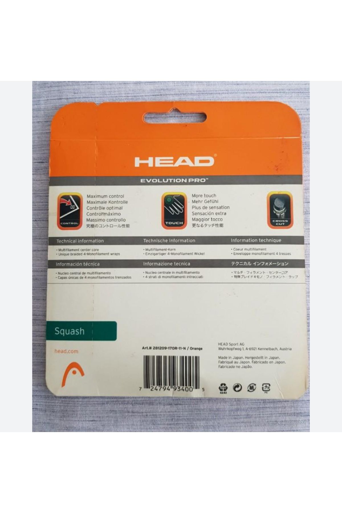 راکت اسکواش نارنجی بند ناف Pro اورجینال Head