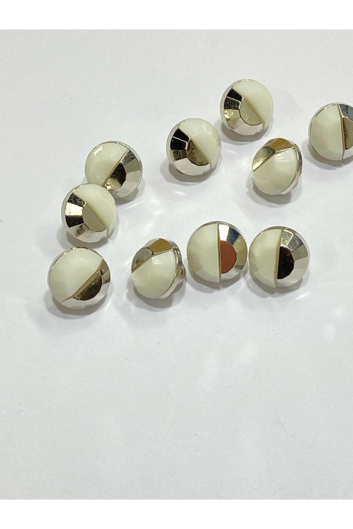 Blouse Shirt Button/Metalized (Plastic) Button / Set of 10 / 1 cm