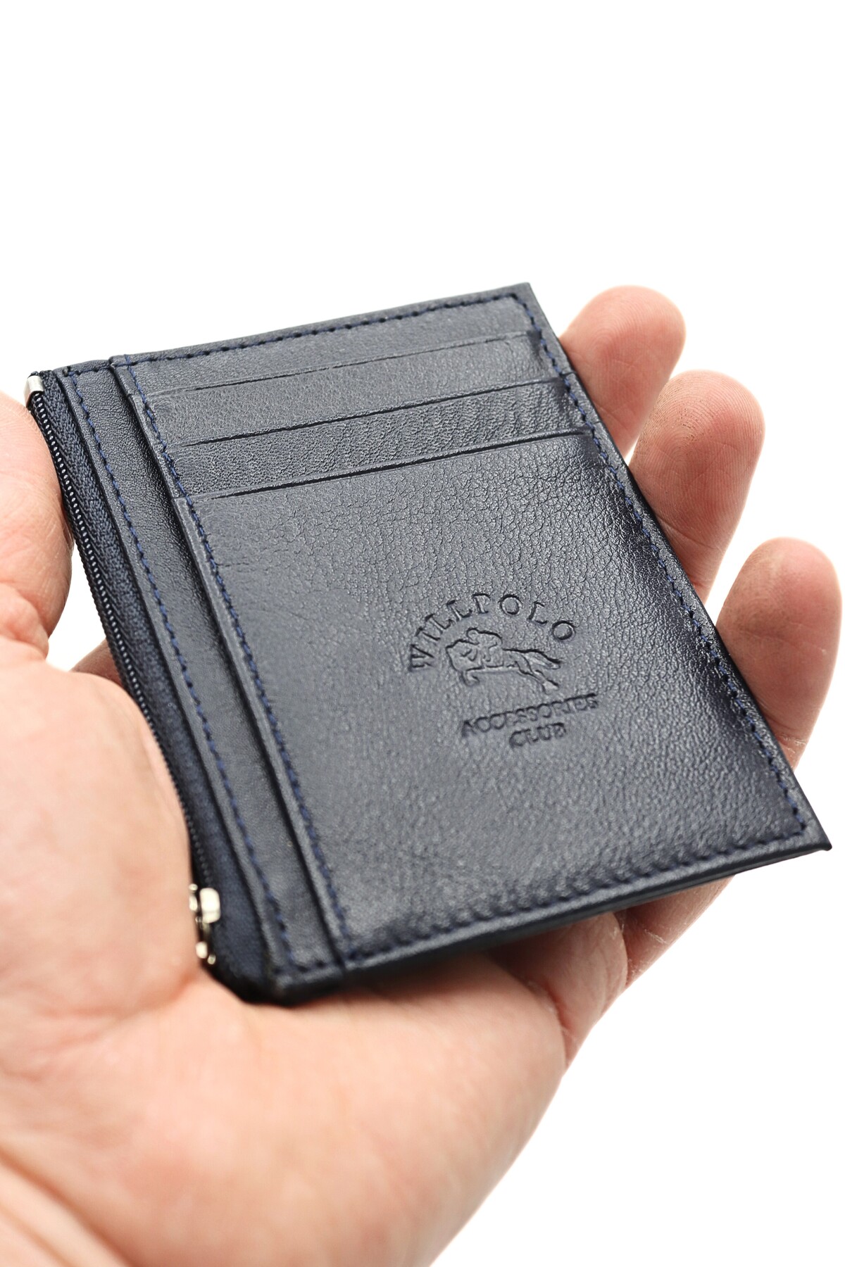 85 Genuine Leather Zipper Compartment Coin Compartment Women Men Card Holder Wallet