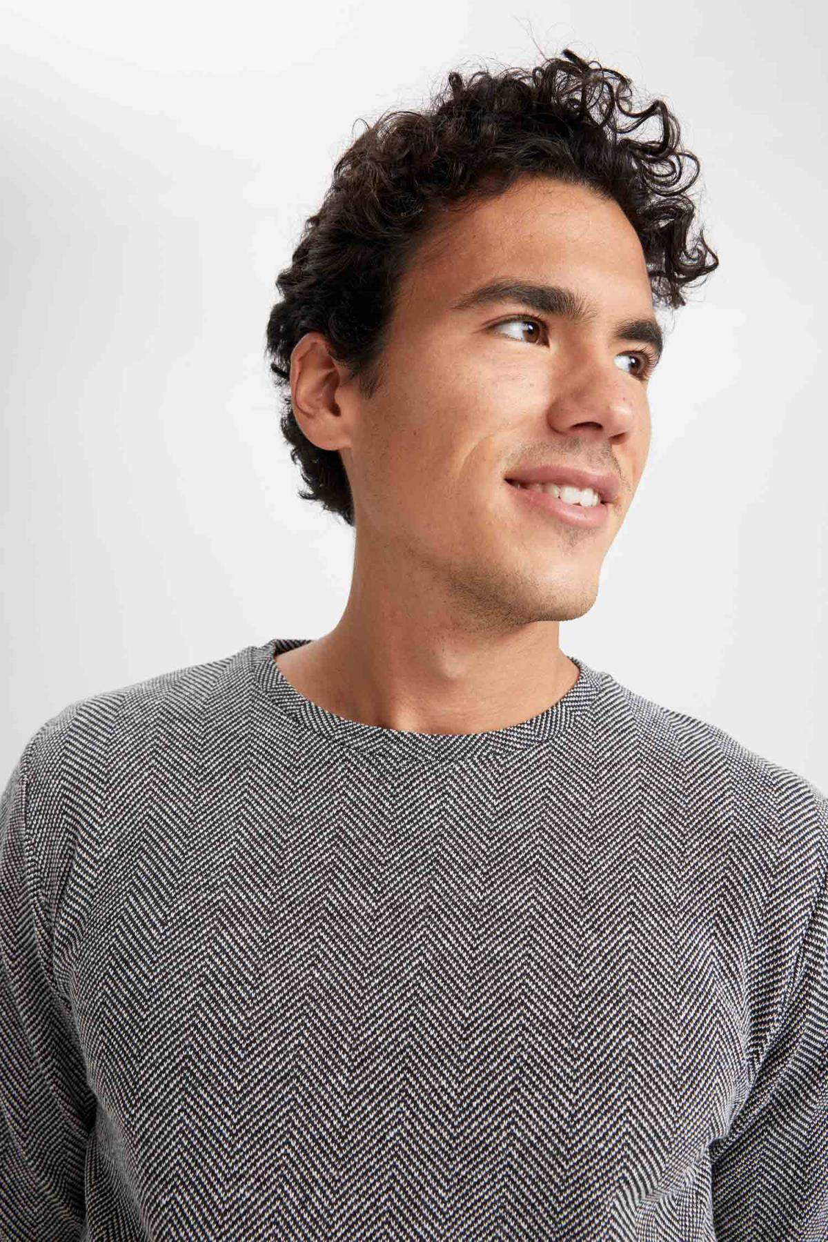 سویشرت مردانه خاکستری دفکتو | Z9699AZ22AU اورجینال - تصویر 3